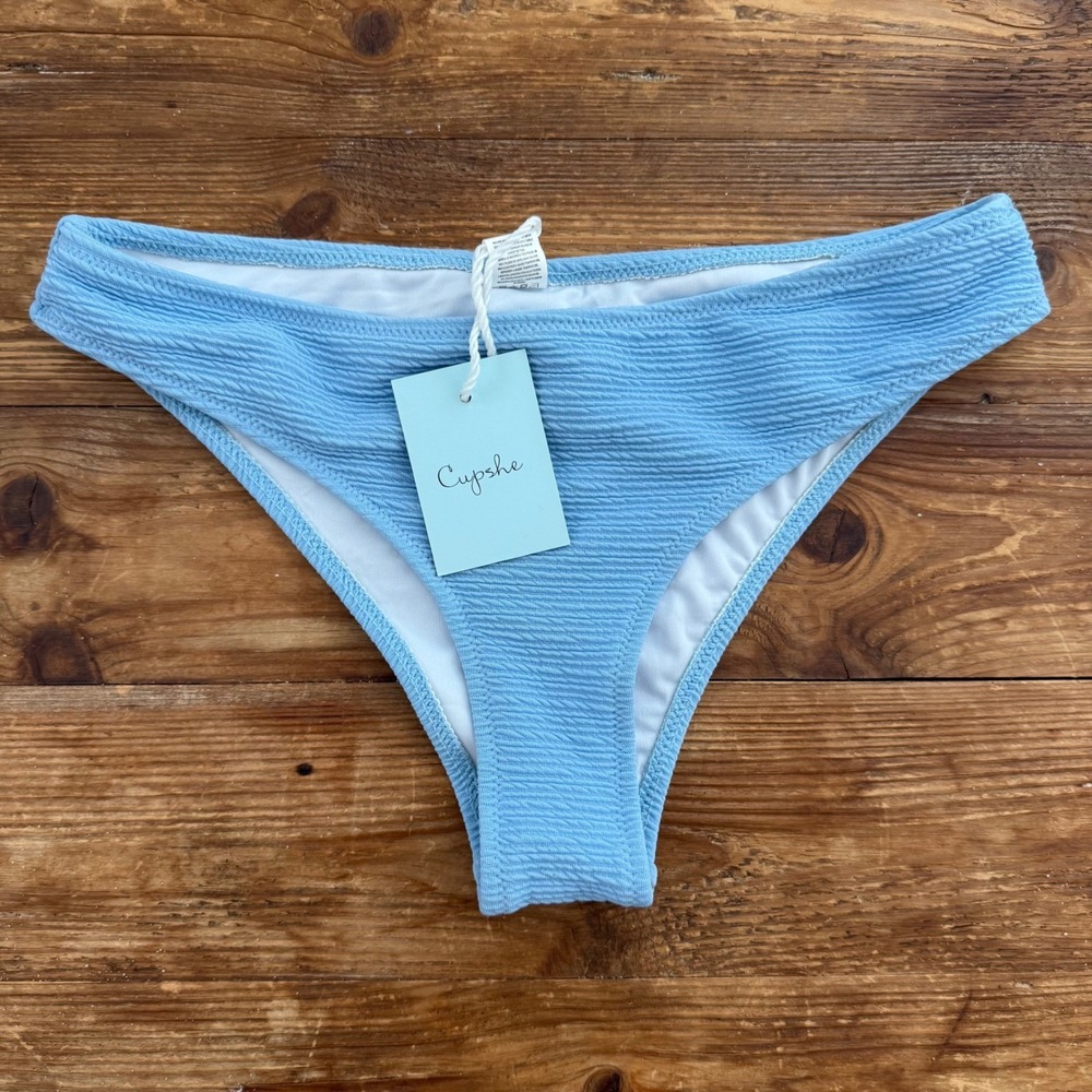 Cupshe Blue Textured Smocked Beach Bikini Bottom OSC-912C Women's Small NWT